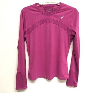 ASICS Women’s Size Medium Long Sleeve Athletic Shirt Top Pink 2 tone Vent EUC